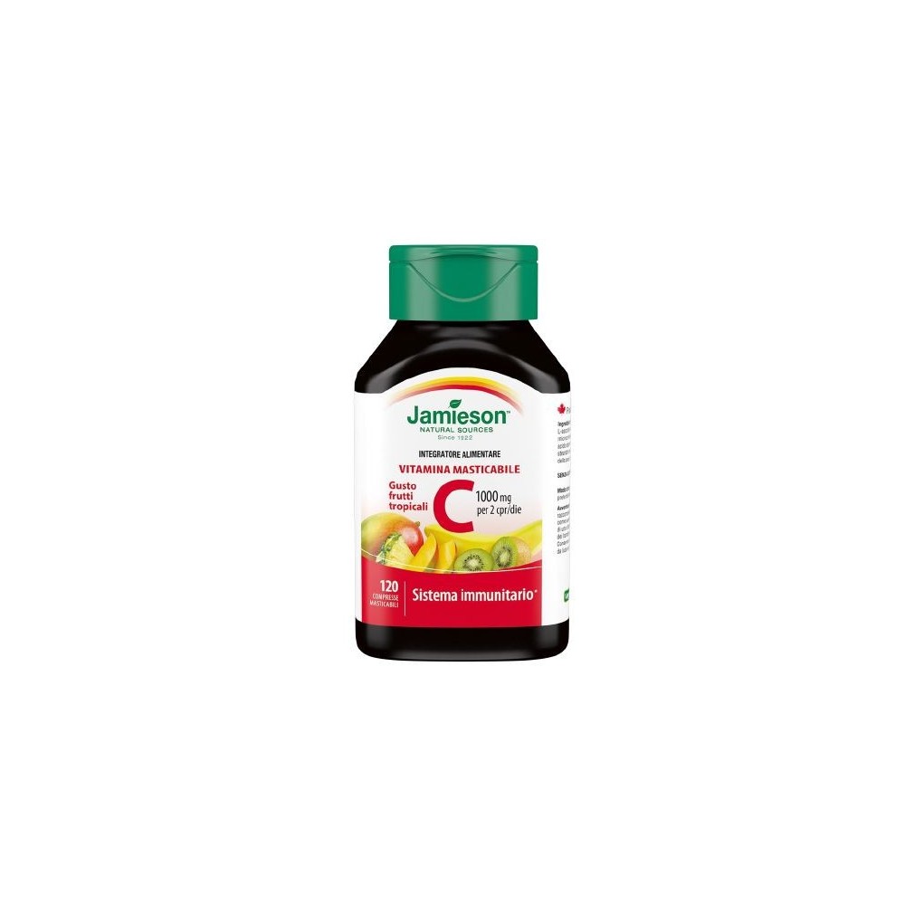 Vitamina C 1000 gusto frutti tropicali integratore alimentare 120 compresse masticabili Biovita