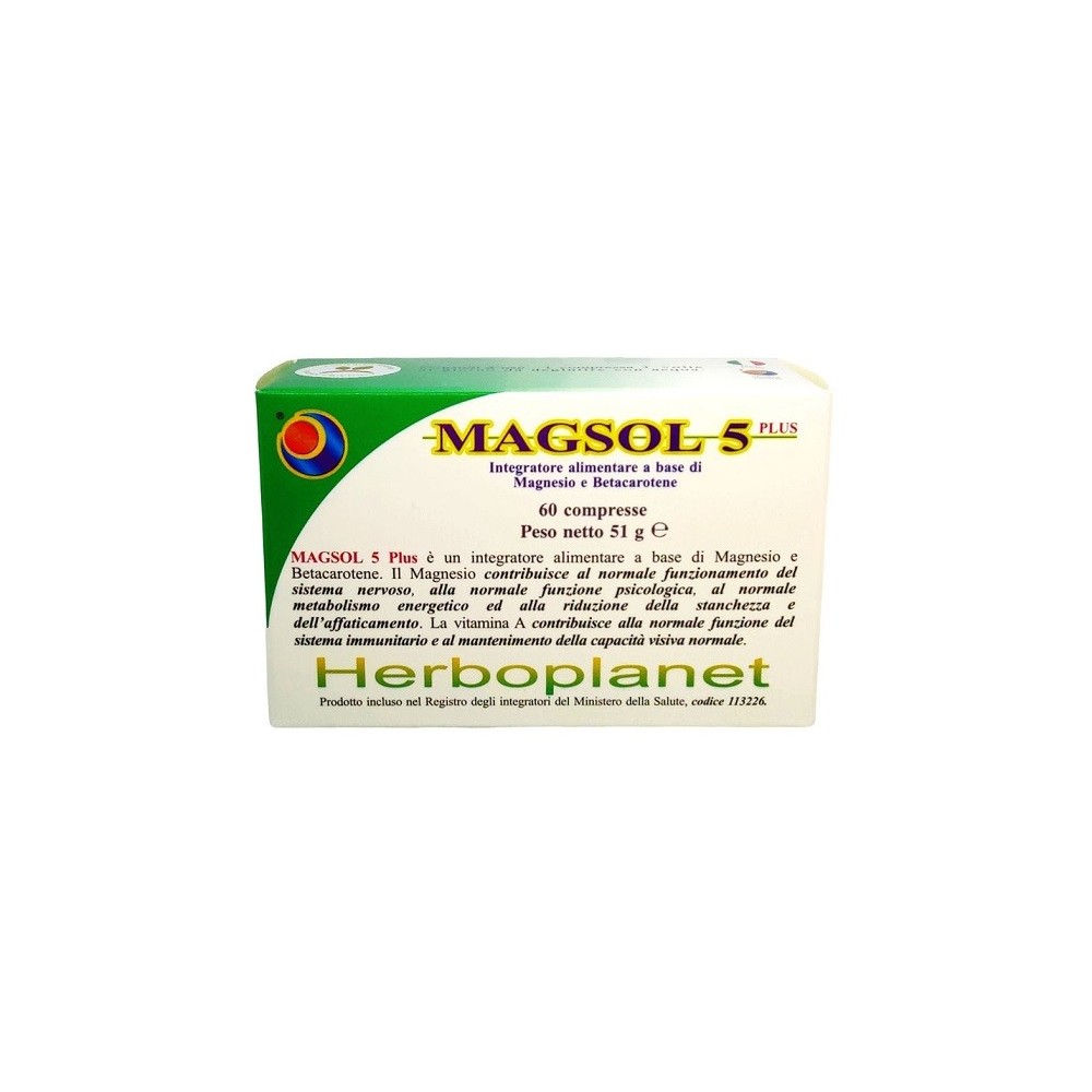 Magsol 5 Plus 51g, 60 compresse, blister Herboplanet Integratore alimentare