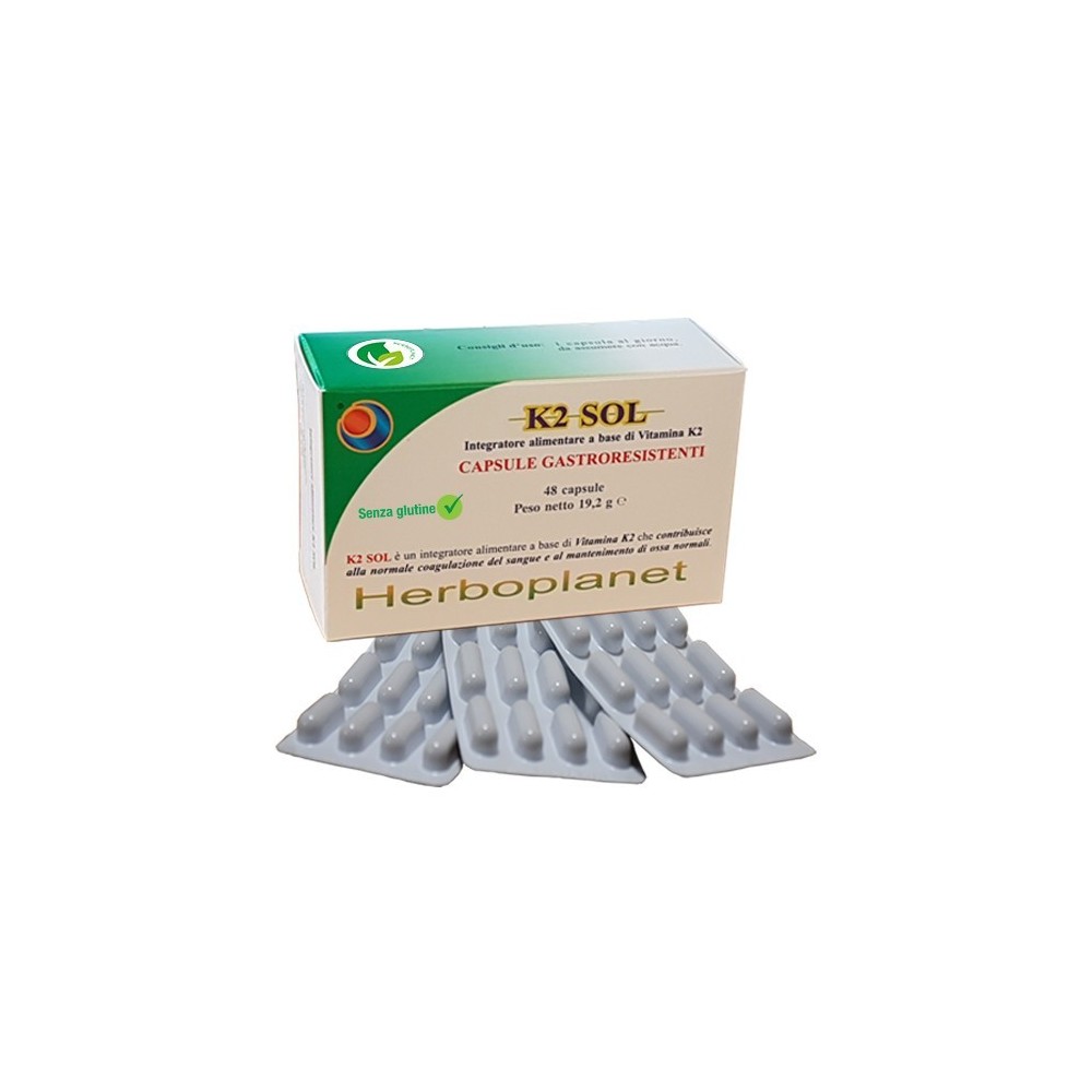 K2 - Sol 19,2 g, 48 capsule, blister Herboplanet Integratore alimentare