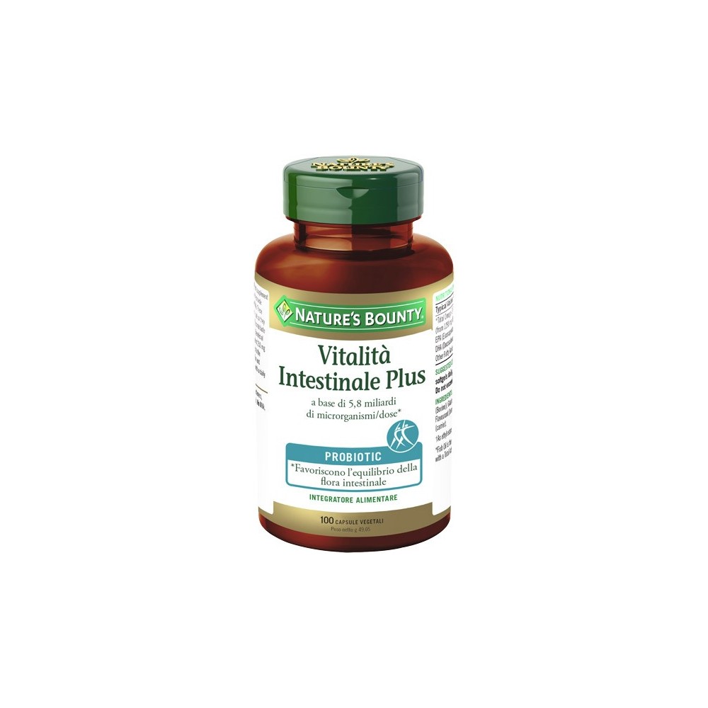 VITALITA' INTESTINALE PLUS CON PROBIOTICI integratore alimentare 100 capsule Nature's Bounty