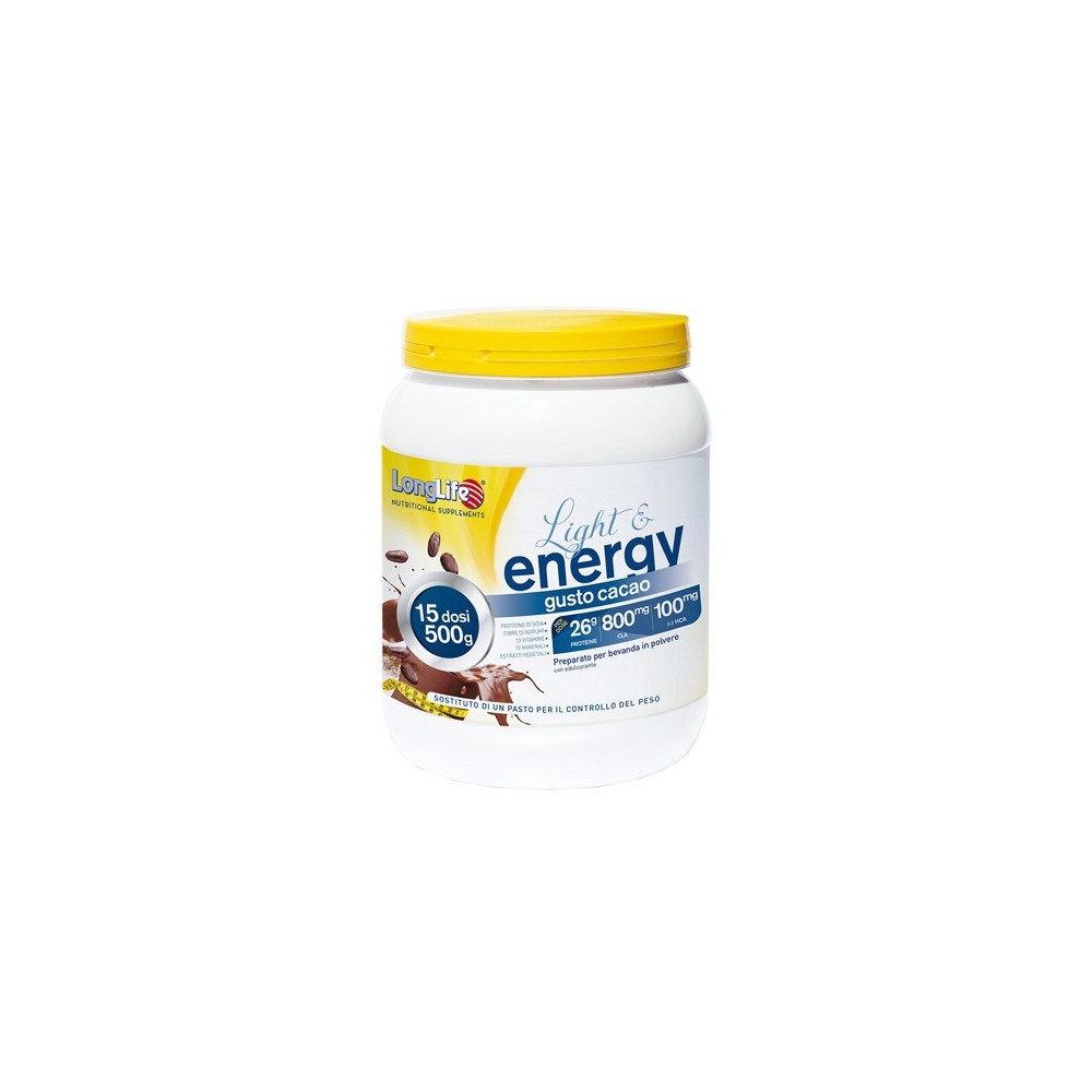 LIGHT E ENERGY Gusto cacao integratore alimentare in polvere 500 g Long Life