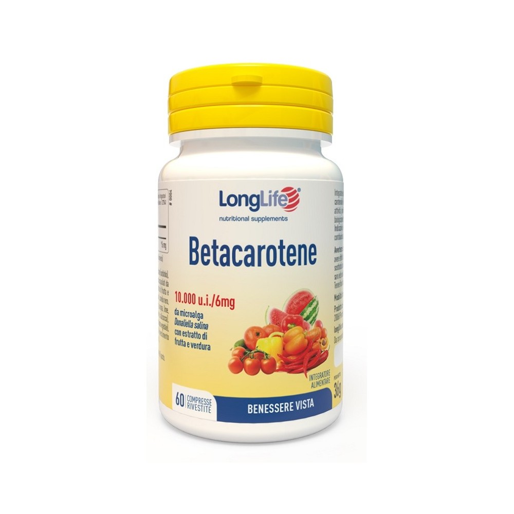 BETACAROTENE 10000 U.I. integratore alimentare 60 compresse Long Life