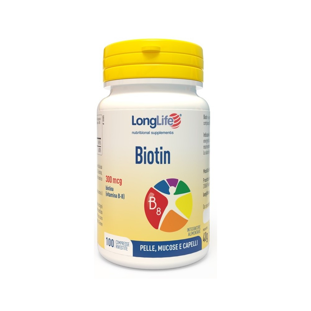 BIOTIN 300 Mcg integratore alimentare 100 compresse Long Life