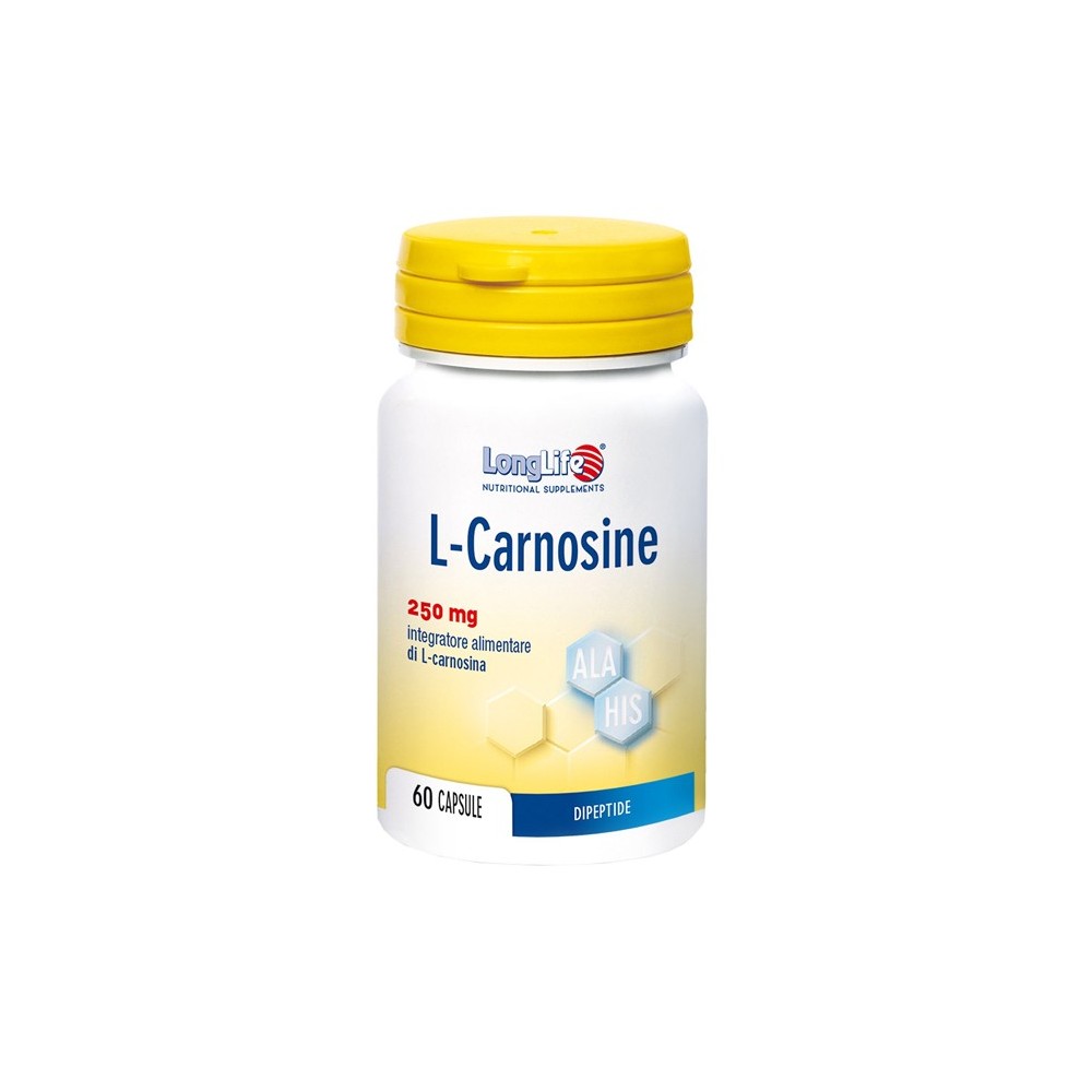 L - CARNOSINE 250 Mg integratore alimentare 60 capsule Long Life