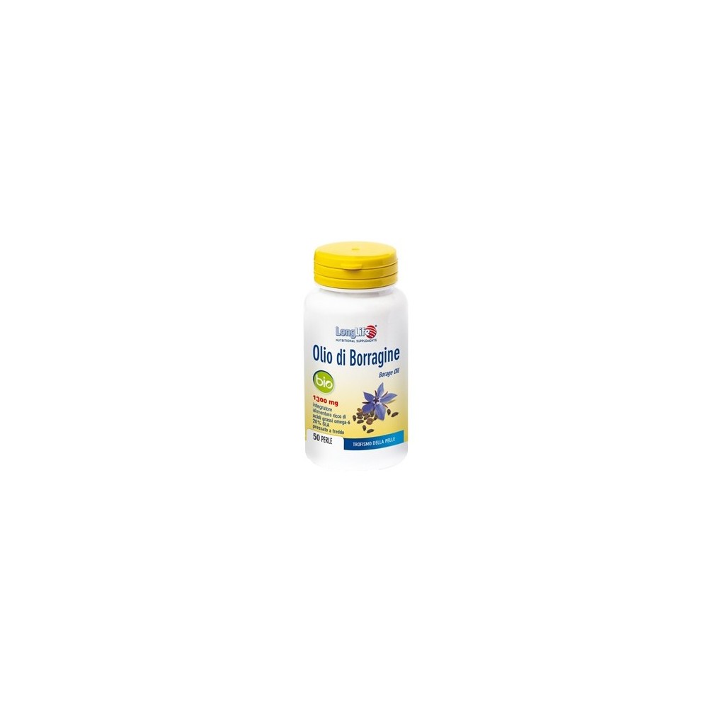 OLIO DI BORRAGINE BIO 1300 Mg integratore alimentare 50 perle Long Life