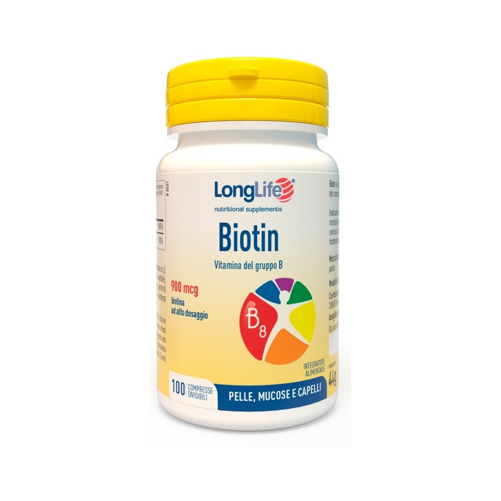 BIOTIN 900 Mcg integratore alimentare 100 compresse Long Life