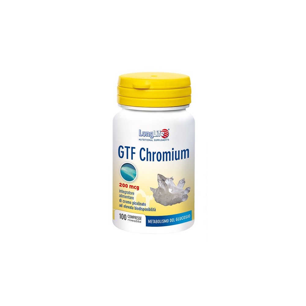 GTF CHROMIUM 200 Mcg integratore alimentare 100 compresse Long Life