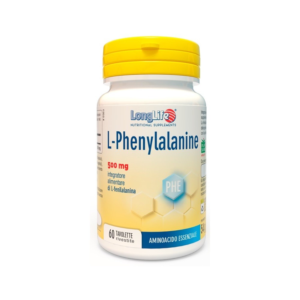 L PHENYLALANINE 500 Mg integratore alimentare 60 tavolette Long Life