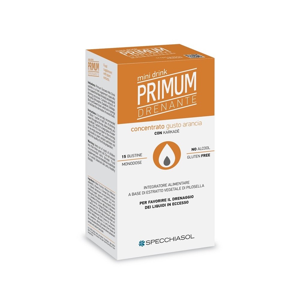 Primum Drenante gusto Arancia – Minidrink integratore alimentare 15 bustine Specchiasol