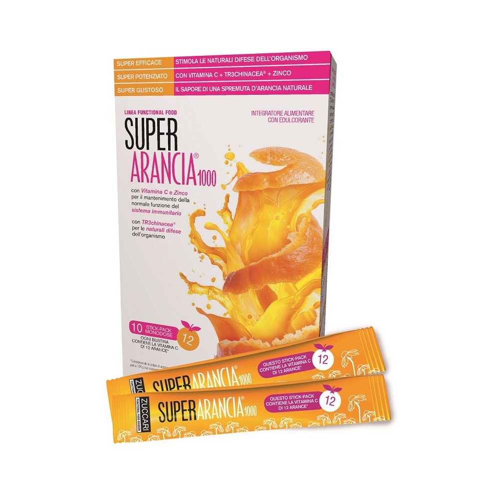 SUPER ARANCIA 1000 10 STICK PACK MONODOSE DA 3,7G INTEGRATORE ALIMENTARE CON EDULCORANTE