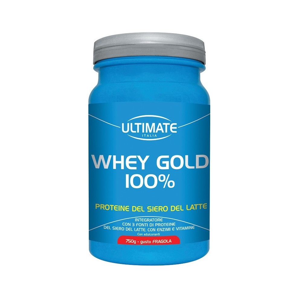 WHEY GOLD 100% FRAGOLA integratore alimentare in polvere 750 g Ultimate Italia