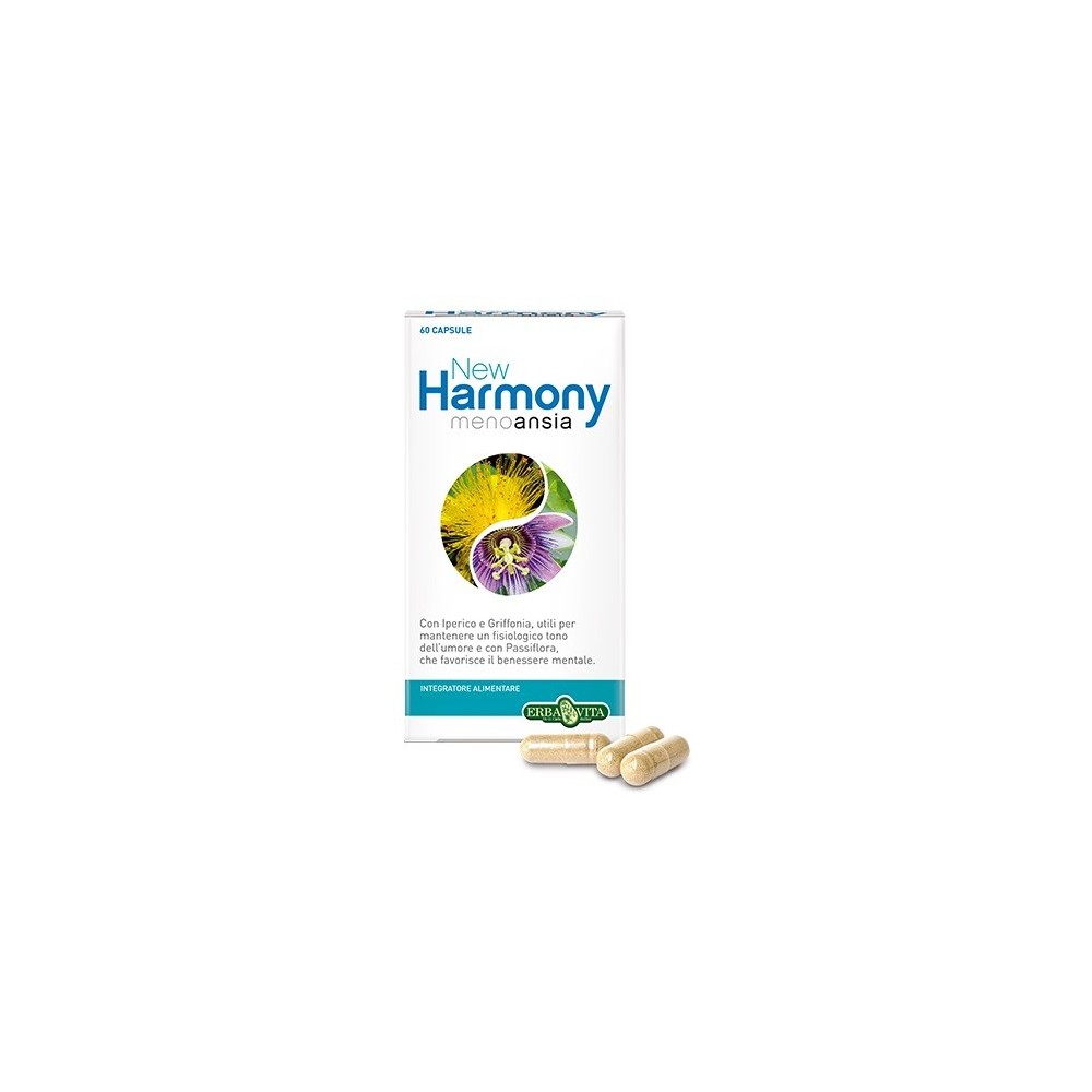 Integratore alimentare New Harmony MenoAnsia 60 capsule Erba Vita