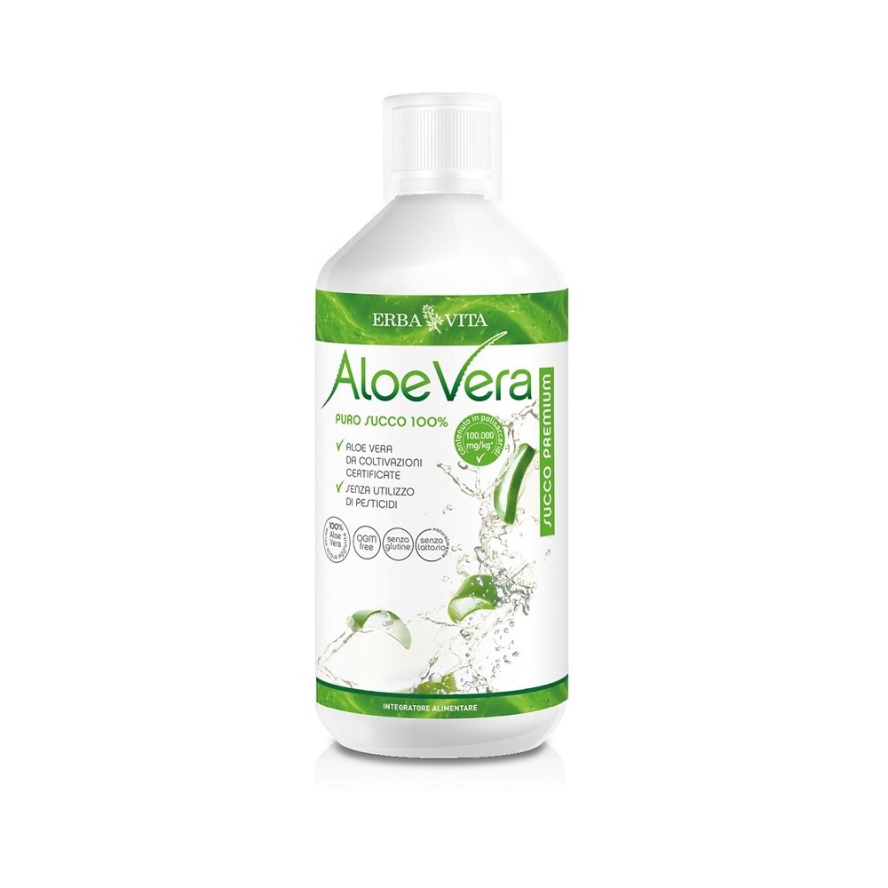 Aloe Vera Puro succo Polpa 1000 ml Erba Vita Integratore Alimentare