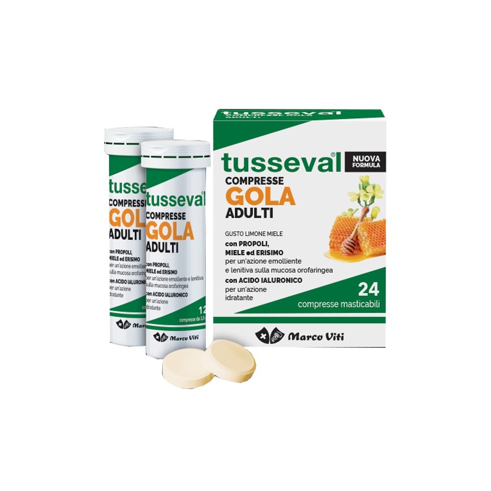 TUSSEVAL GOLA ADULTI 24 COMPRESSE MASTICABILI LIMONE E MIELE