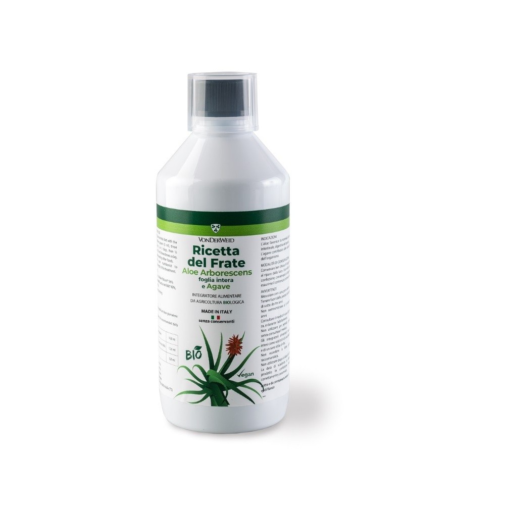 VONDERWEID RICETTA DEL FRATE ALOE ARBORESCENS FOGLIA INTERA E AGAVE BIO 500 ML