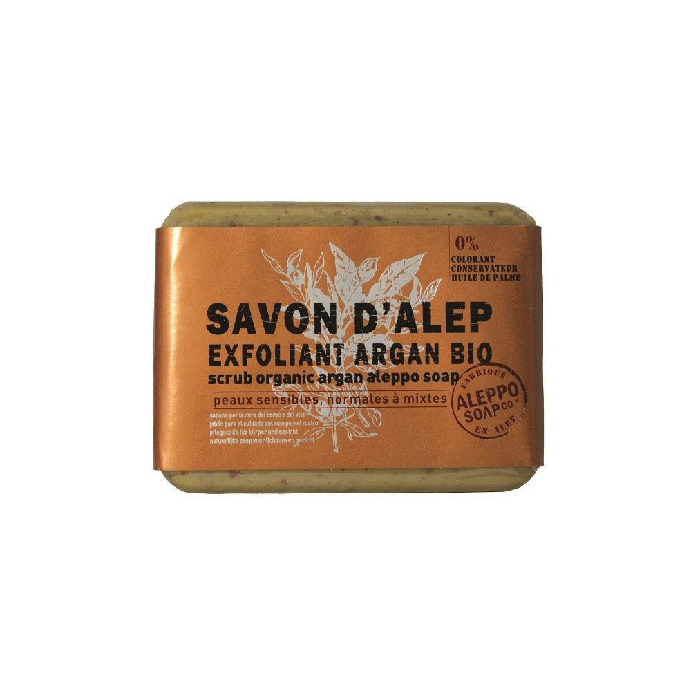 SAPONE DI ALEPPO ESFOLIANTE ARGAN SAVON D'ALEP EXFOLIANT ARGAN BIO ALEPPO SOAP 100 G