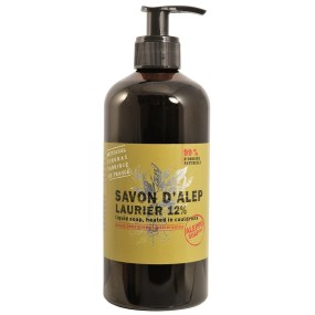 SAPONE DI ALEPPO LIQUIDO 12% ALLORO SAVON D'ALEP LIQUIDE 12% LAURIER ALEPPO SOAP 500 ML