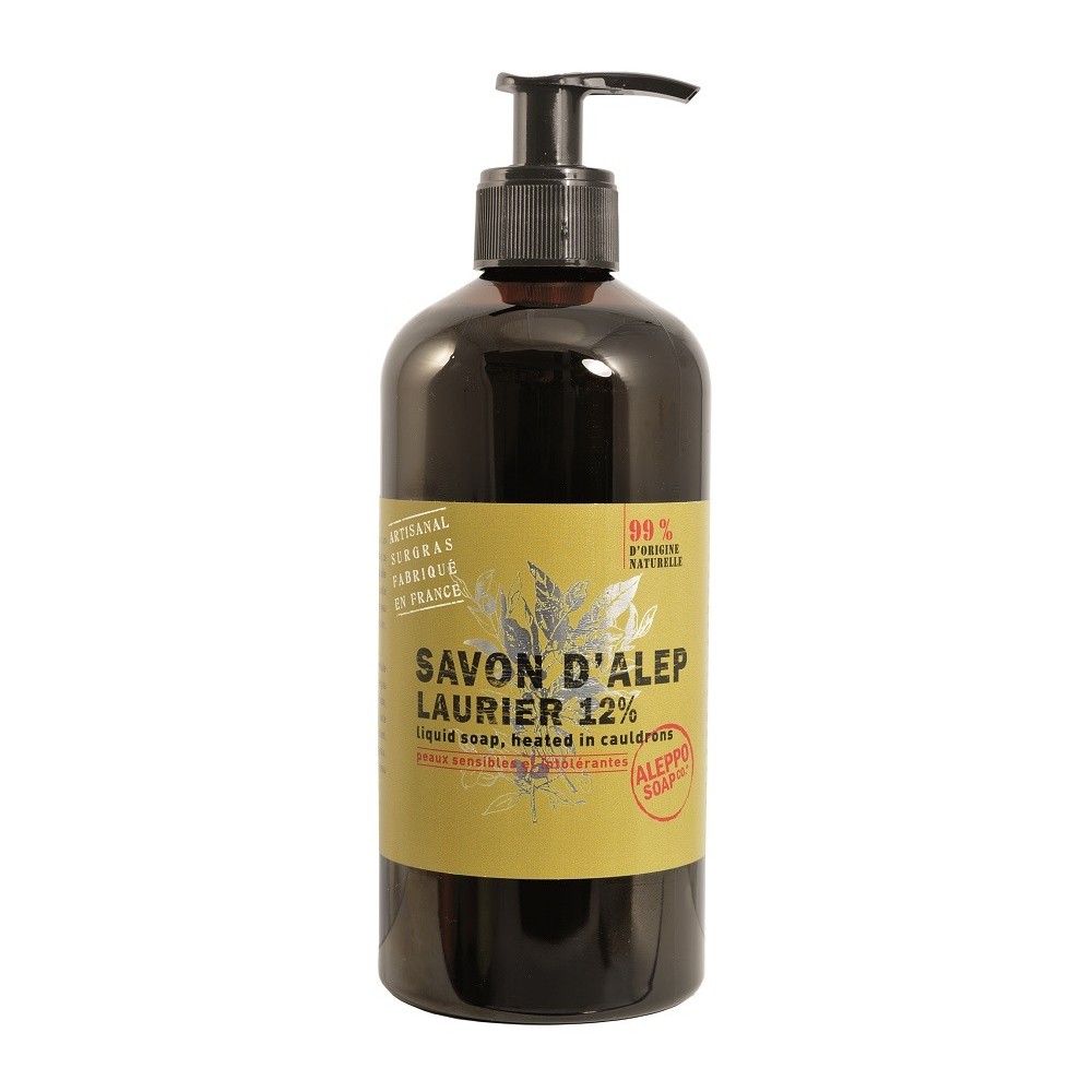 SAPONE DI ALEPPO LIQUIDO 12% ALLORO SAVON D'ALEP LIQUIDE 12% LAURIER ALEPPO SOAP 500 ML