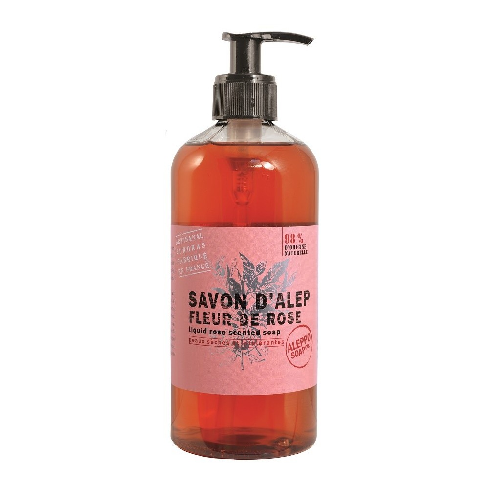 SAPONE DI ALEPPO LIQUIDO ROSA SAVON D'ALEP LIQUIDE FLEUR DE ROSE ALEPPO SOAP 500 ML